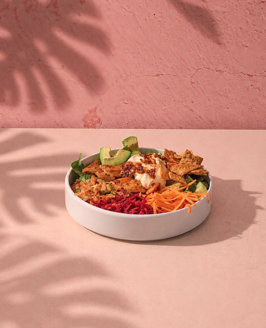 Sweetbeet chicken and avocado grain bowl