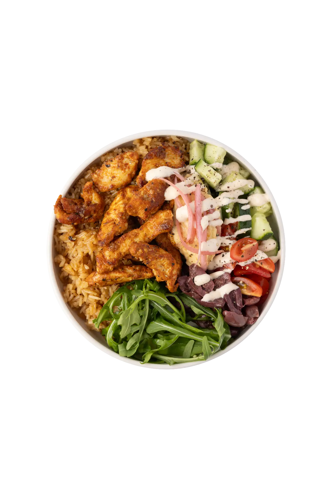 Greek Chicken Crispy Rice Bowl